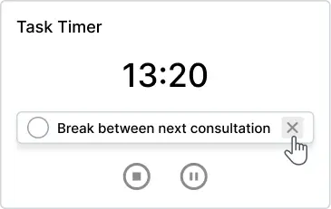 Task Timer with the cursor on the task row dismiss control