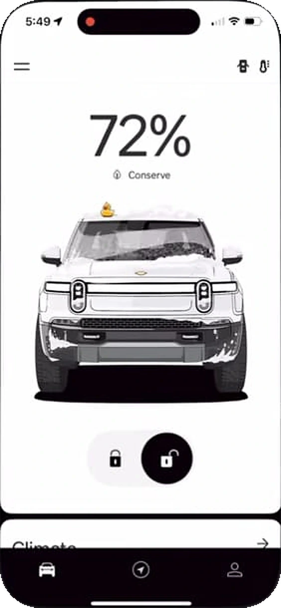 Rivian app: the car under the number