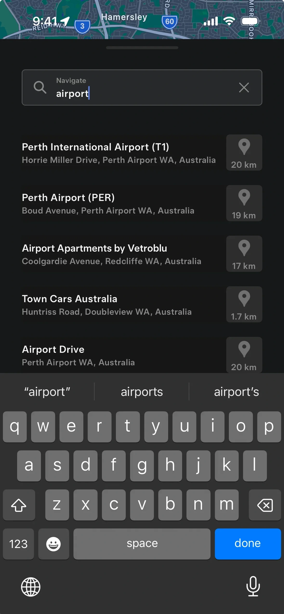 Tesla app: search with distances