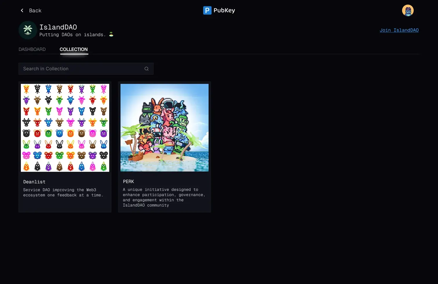 Improved Pubkey community collection interface
