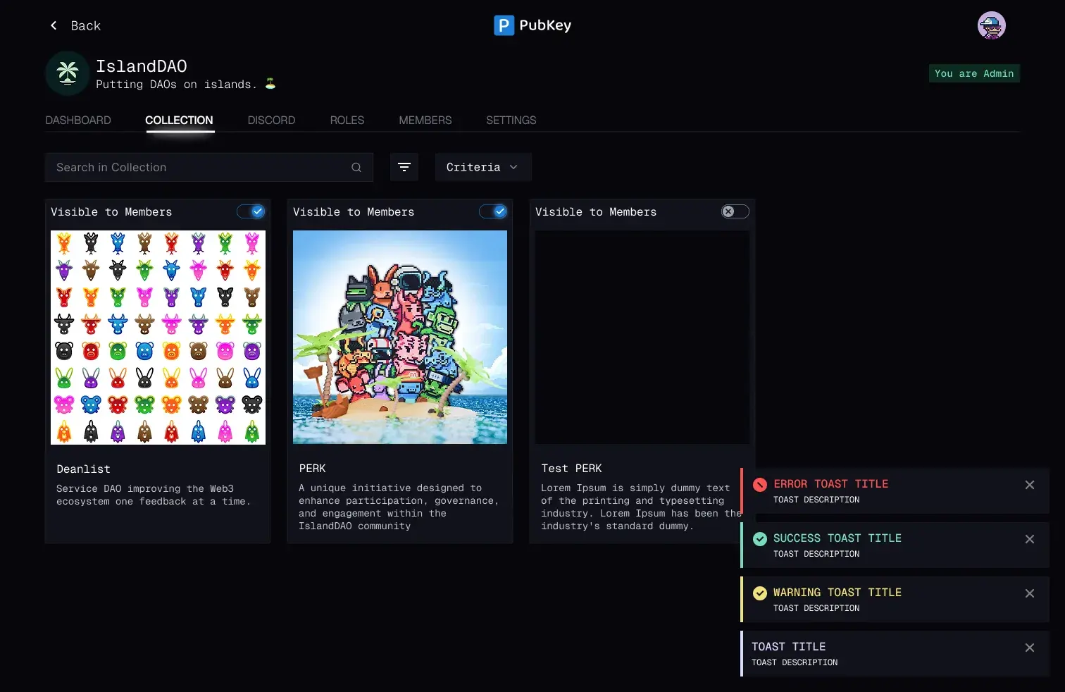 Improved Pubkey toast feedback states